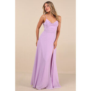 Lulus Notorious Poise Lavender Sleeveless Cowl Neck Maxi Dress Purple - Size XS